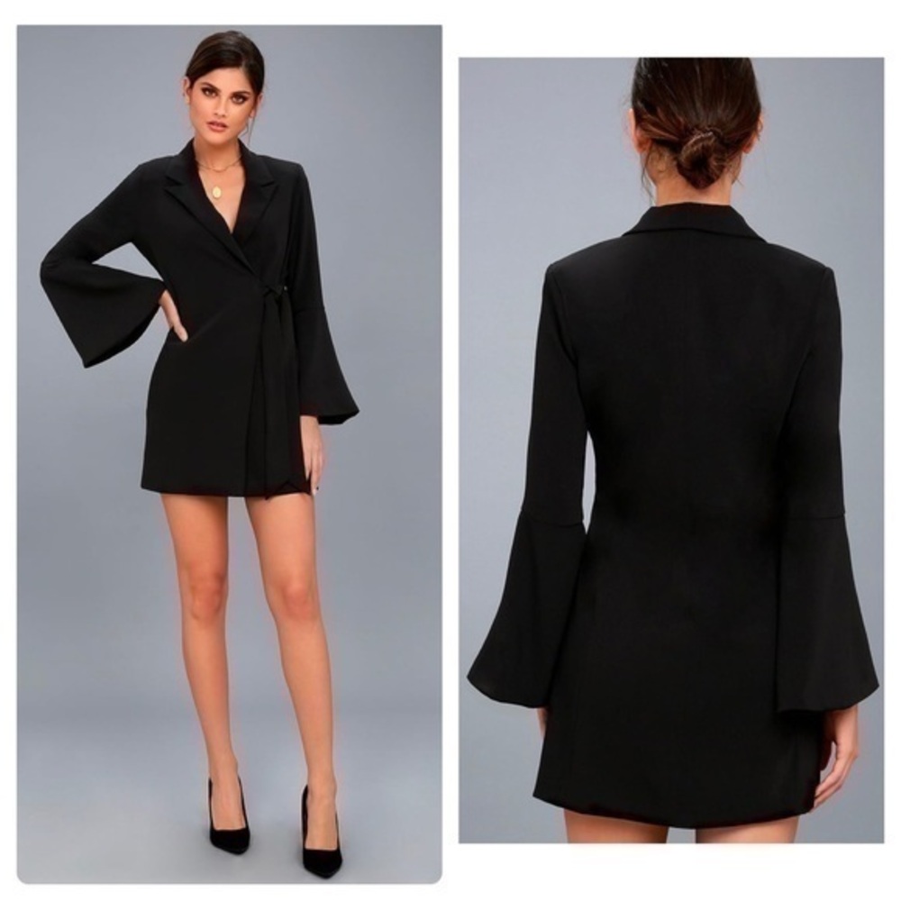 Lulu’s Executive Move Black Long Sleeve Blazer Dress XS M9